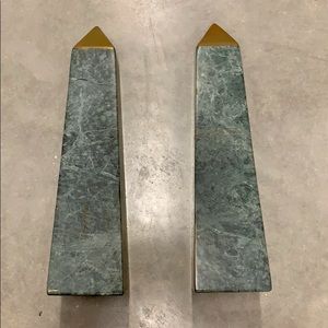 Green Marble Obelisks Set of 2